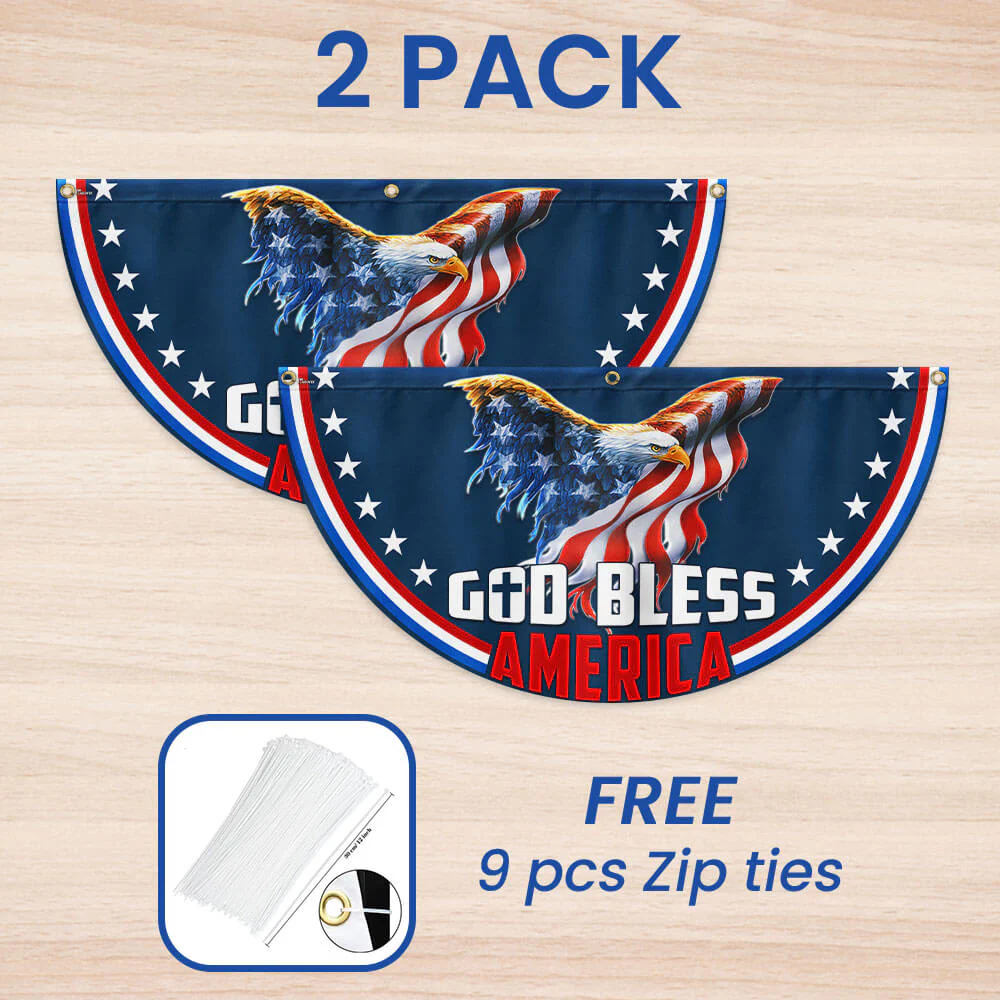 Bimipi American Flag - American Patriotic Eagle God Bless America Non-Pleated Fan Flag