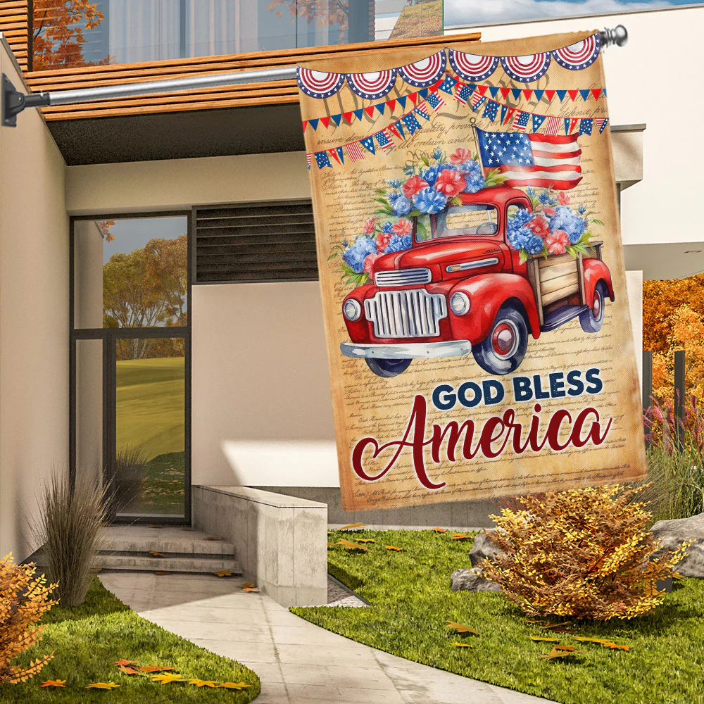 Bimipi American Flag - God Bless America Red Truck 4th Of july Flag