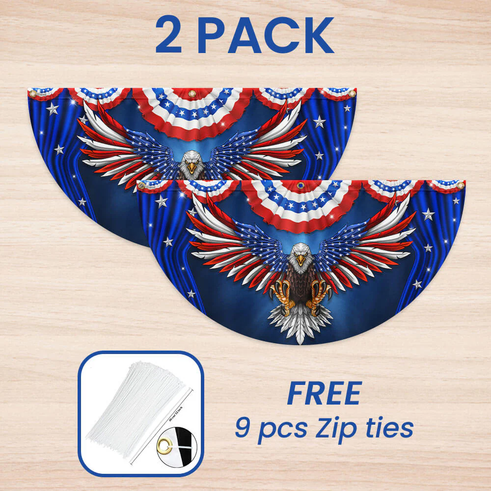 Bimipi American Flag - Patriotic Eagle American Non-Pleated Fan Flag