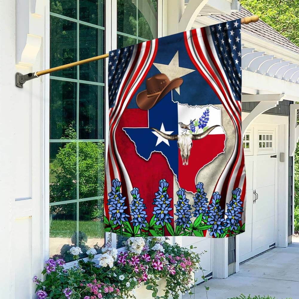 Texas Longhorn Bluebonnet Flag - State flag