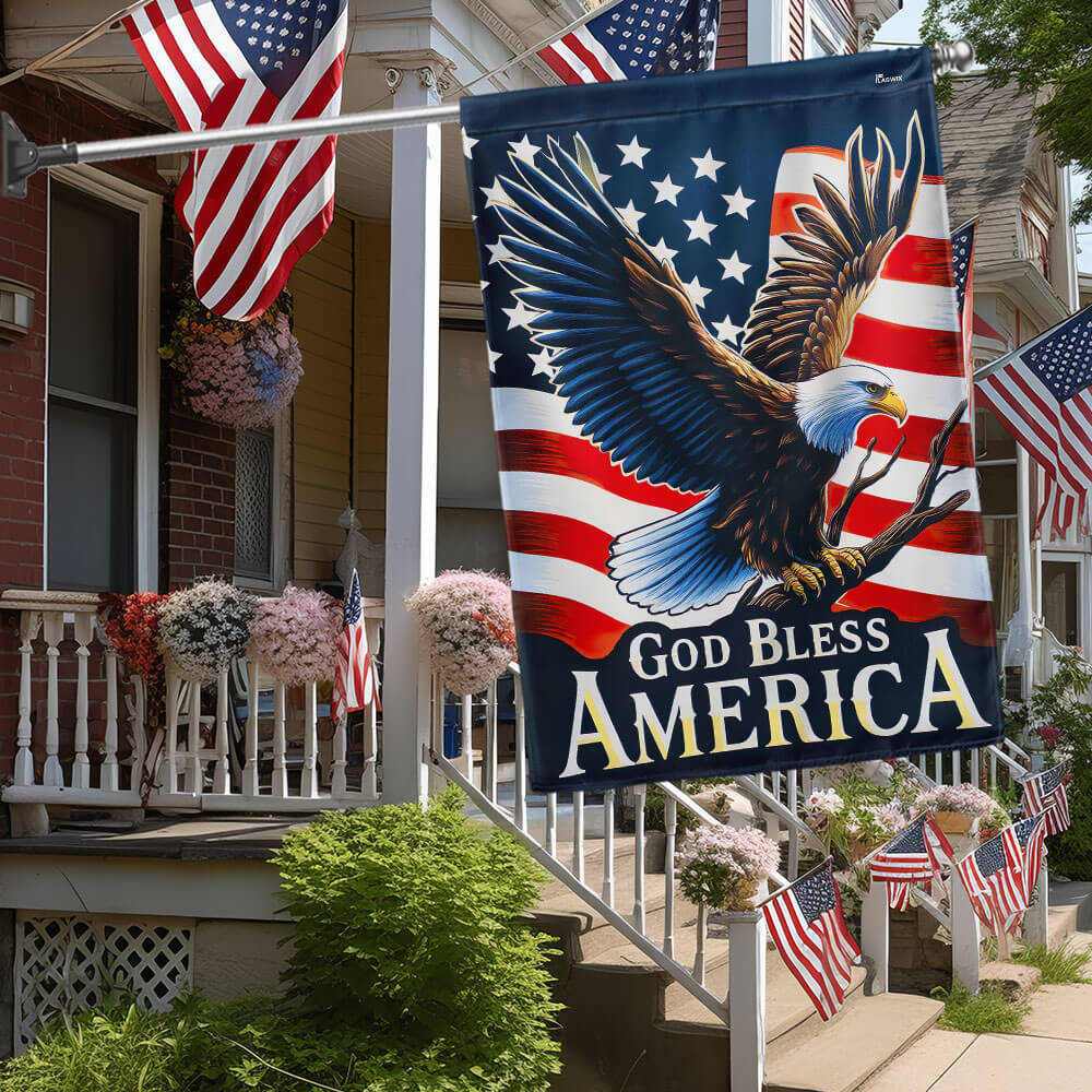Bimipi American Flag - God Bless America Patriotic Eagle Independence Day 4th Of july Flag