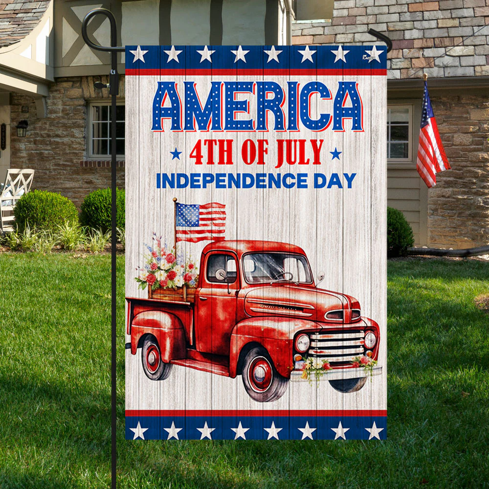 Bimipi American Flag - Red Truck America 4th of july Independence Day Flag