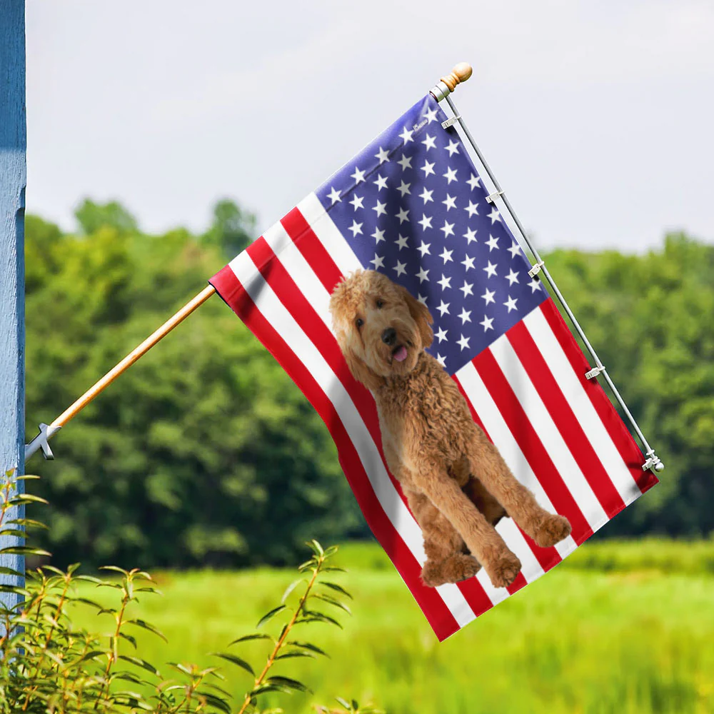 Goldendoodle Flag Dog American Flag QTR563Fv1