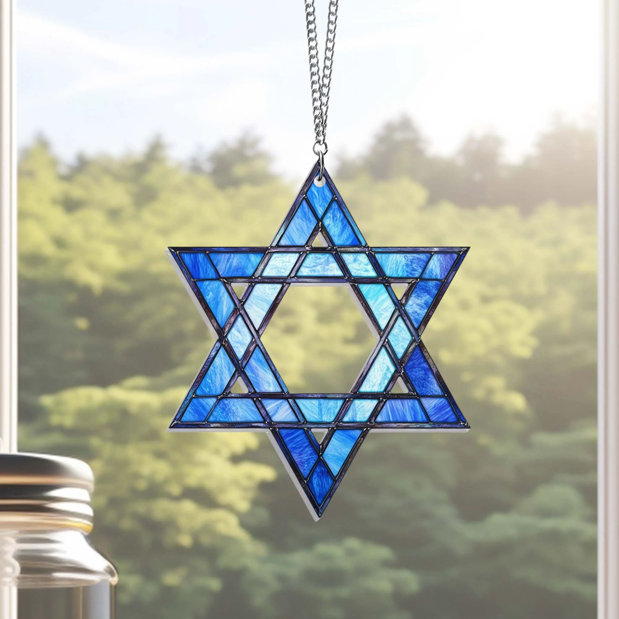 Jewish Star of David Hanukkah Suncatcher Acrylic Hanging Sign