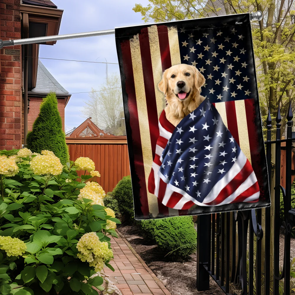 Custom American Flag | Patriot Dog Wrapped in Glory Decor Flag