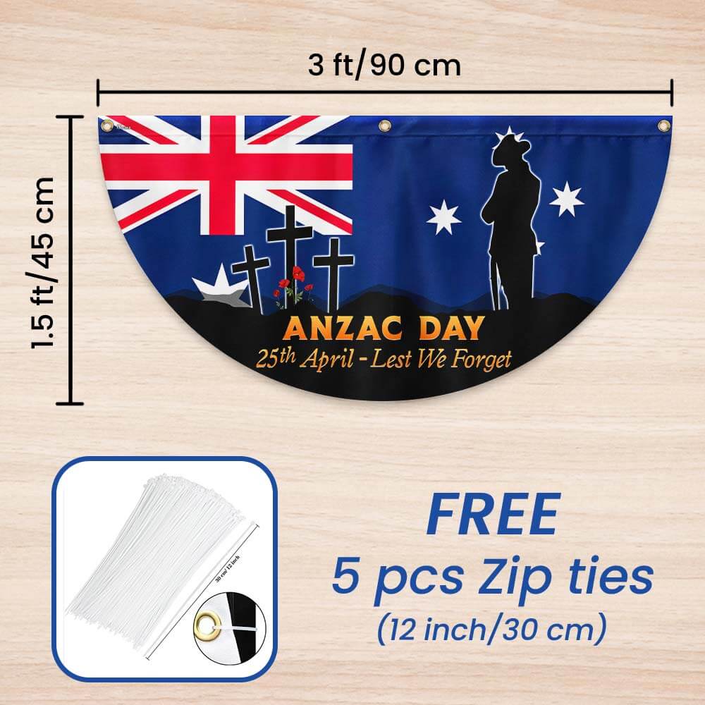 Anzac Day Australia 25th April Lest We Forget Non-Pleated Fan Flag