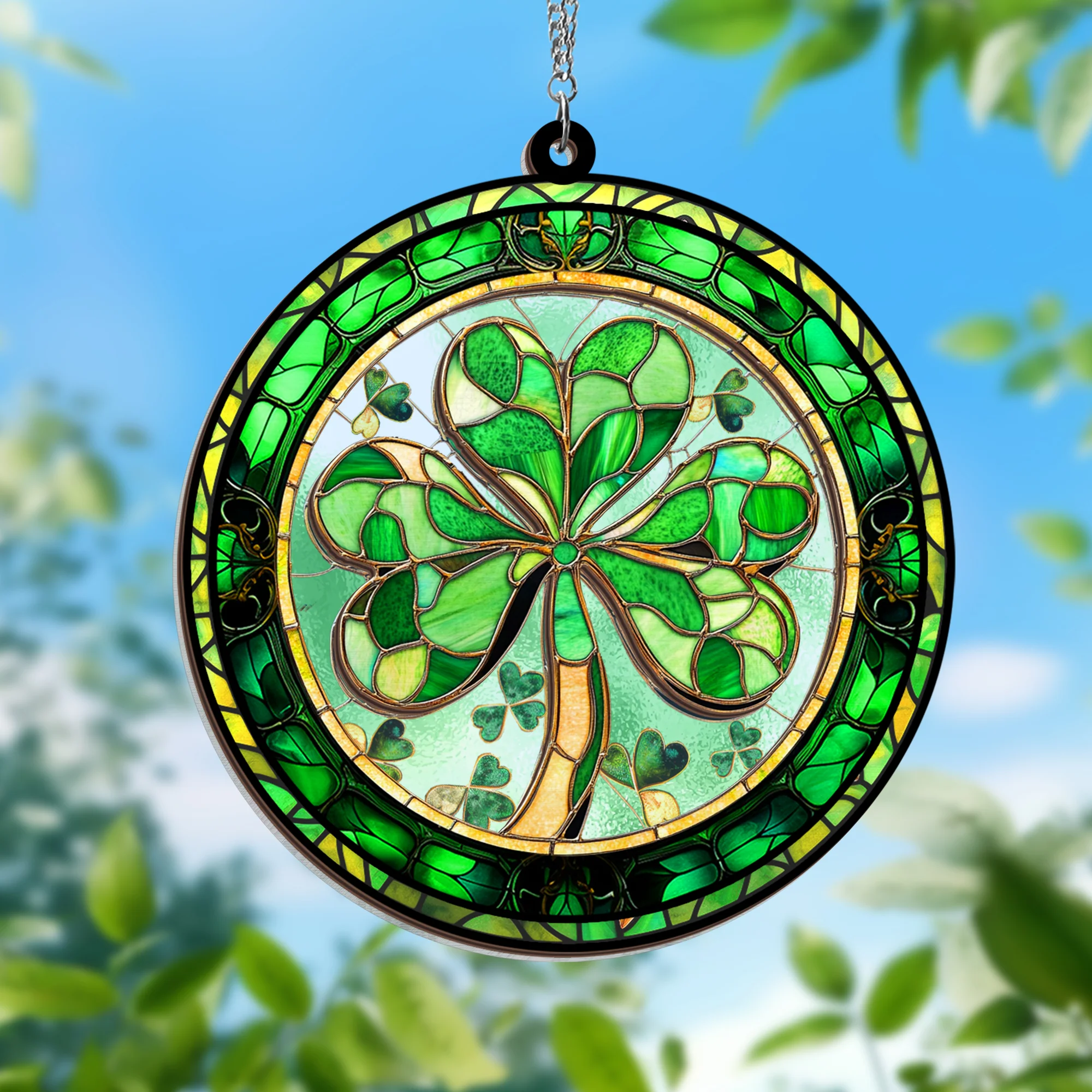 Irish Shamrock Suncatcher - 2-Layered Hanging Decoration - Perfect Gift for Irish Pride & Home Decor 3-Day Shipping