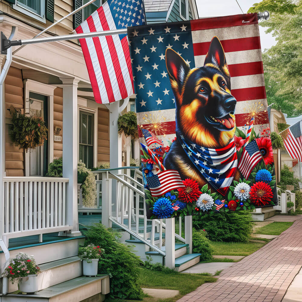 Bimipi American Flag - 4th of july American Flag With German Shepherd