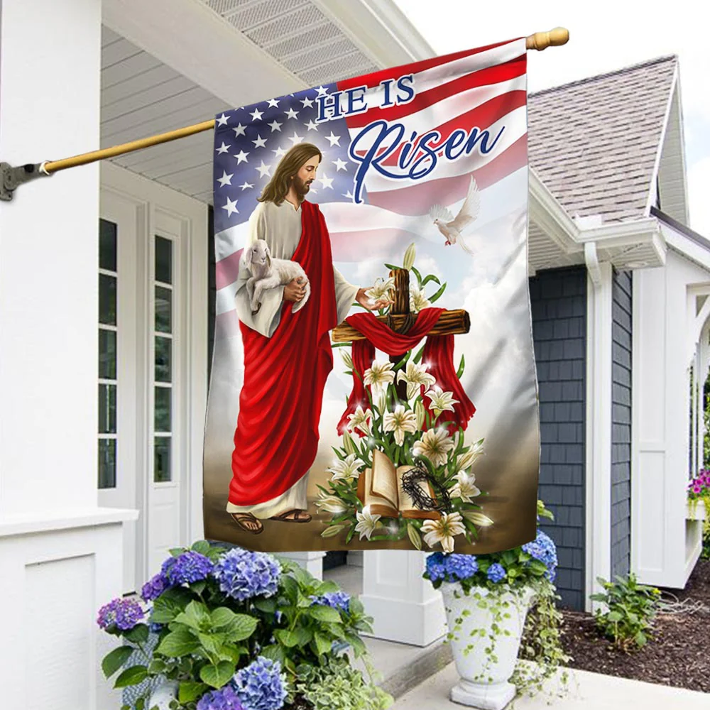 Easter Jesus He Is Risen American Flag