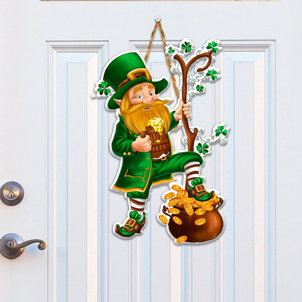 Irish Leprechaun Wooden Door Sign
