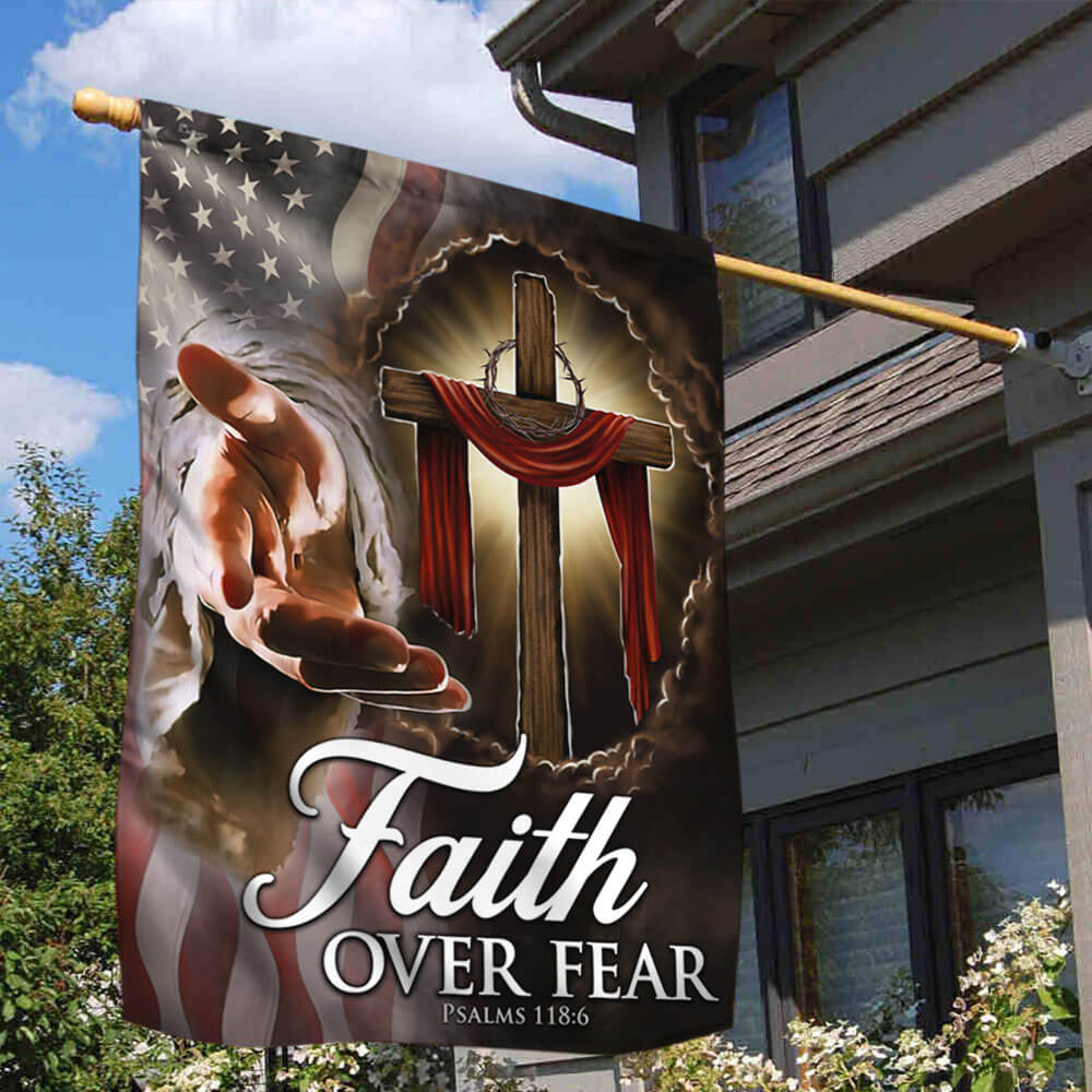 Christian Cross American Flag Faith Over Fear THB3295Fv1