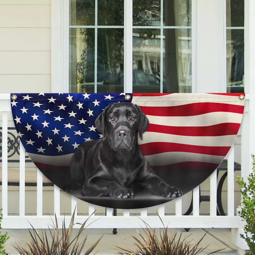 Black Labrador Retriever American Non-Pleated Fan Flag