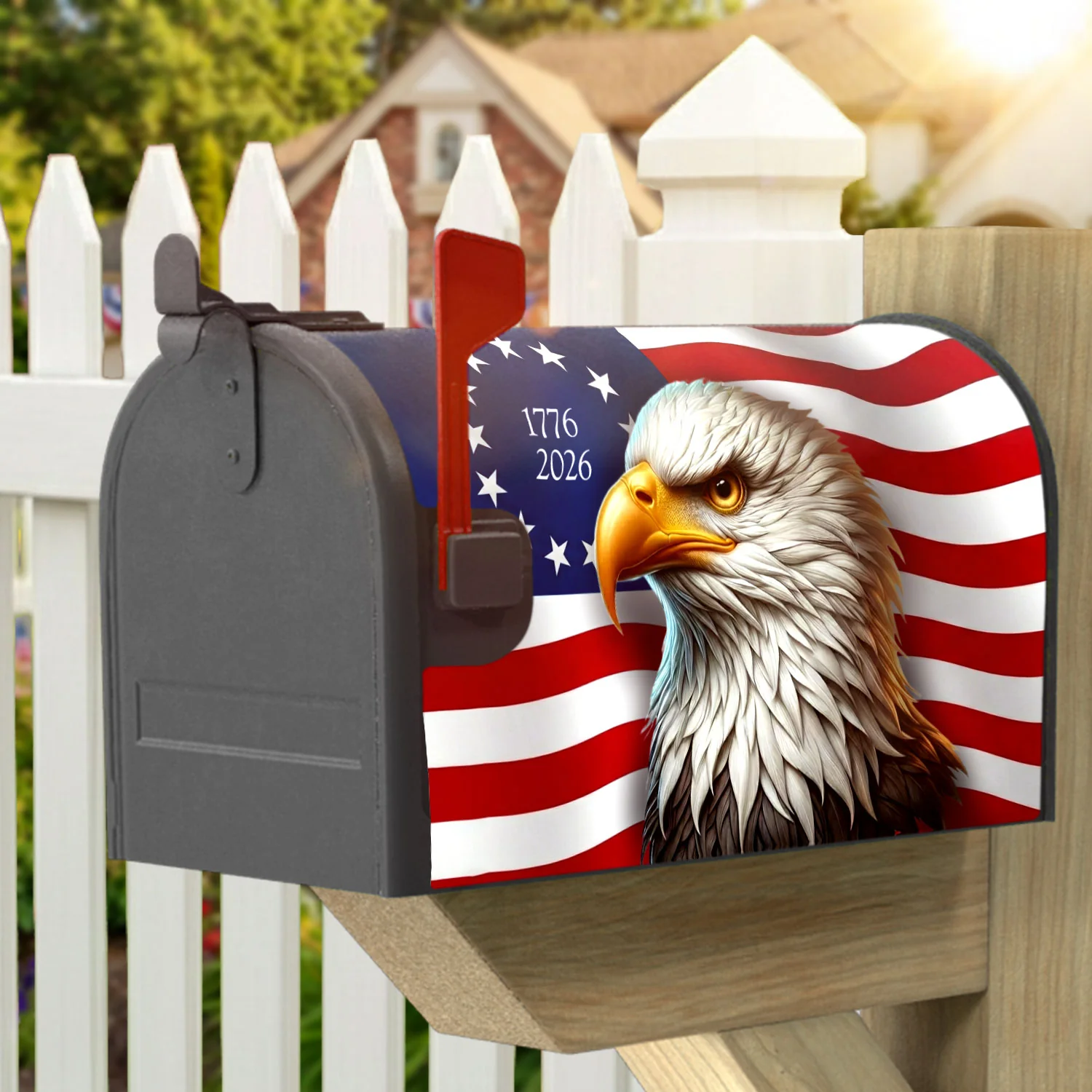1776 2026 Patriotic Eagle Betsy Ross Mailbox Cover for Decoration