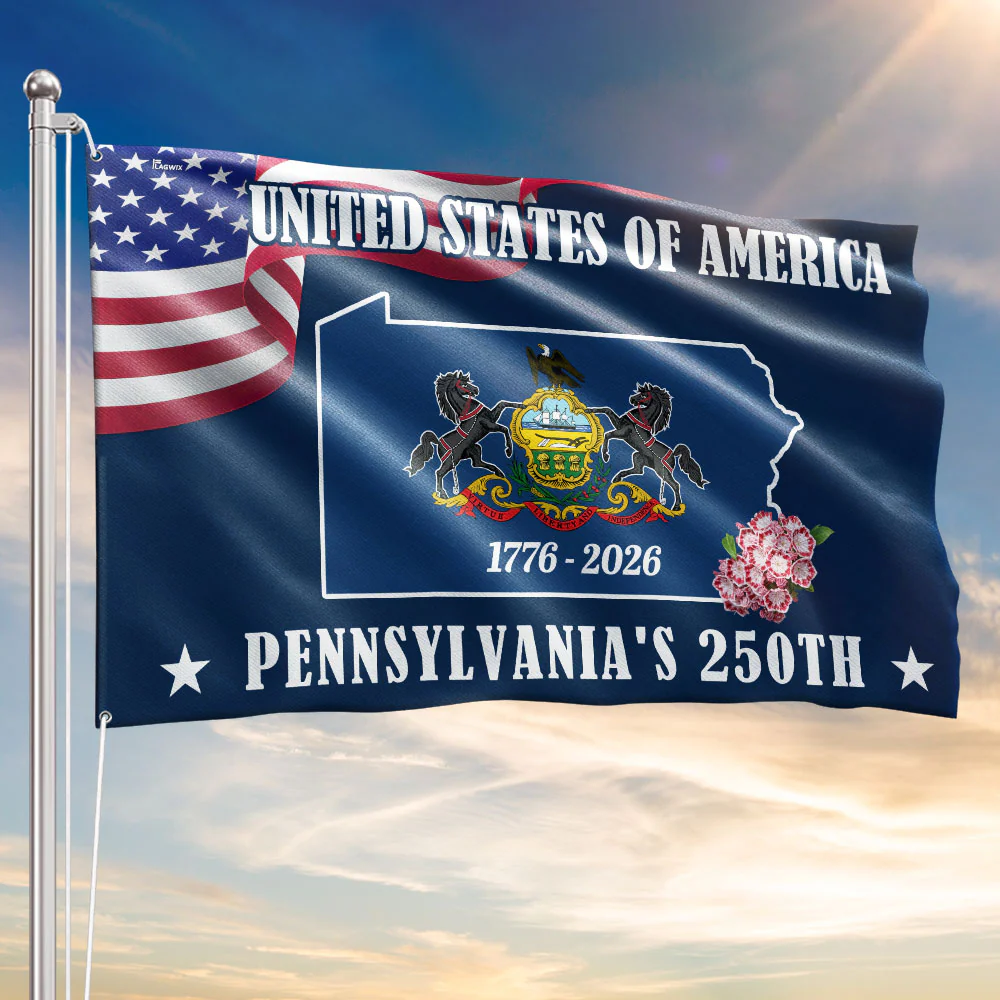 America 250 PA The Keystone Flag, 1776 2026 Pennsylvania Grommet Flag