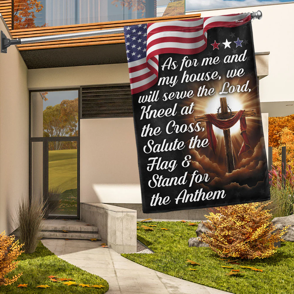 Bimipi  Jesus Cross American Flag As For Me And My House We Will Serve The Lord Flag 3-Day Shipping