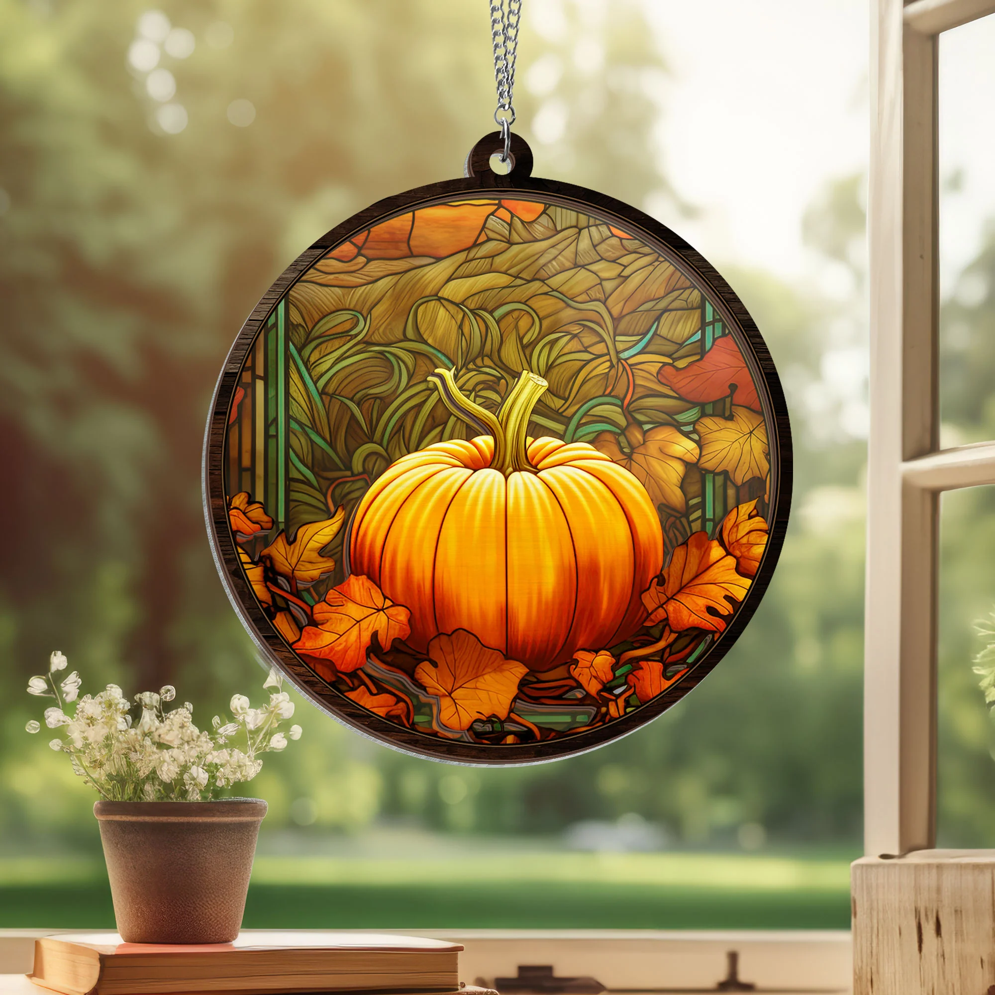 Pumpkin Fall Vibes, Pumpkin Decor 2 Layered Hanging Suncatcher