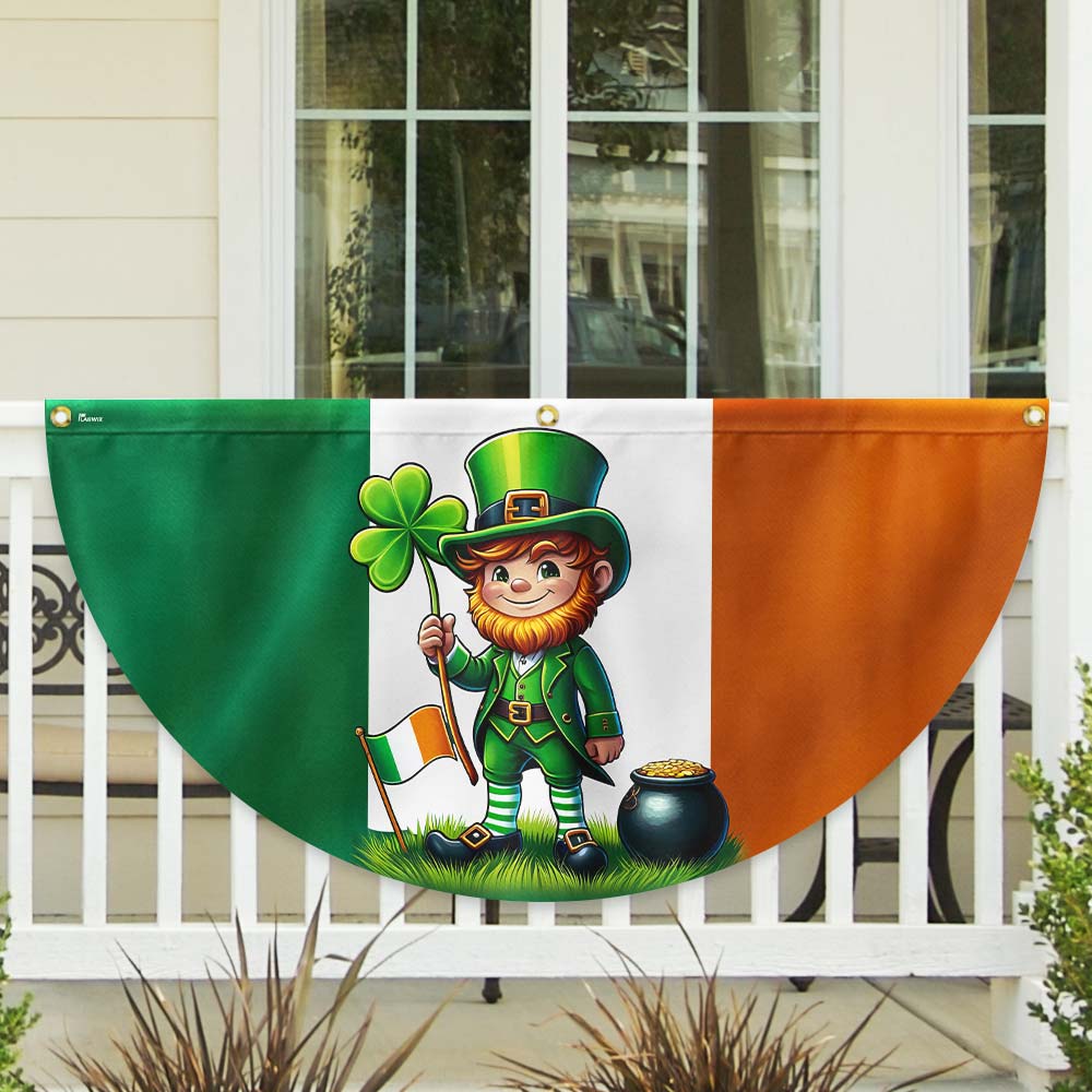Saint Patrick’s Day Leprechaun Non-Pleated Fan Flag