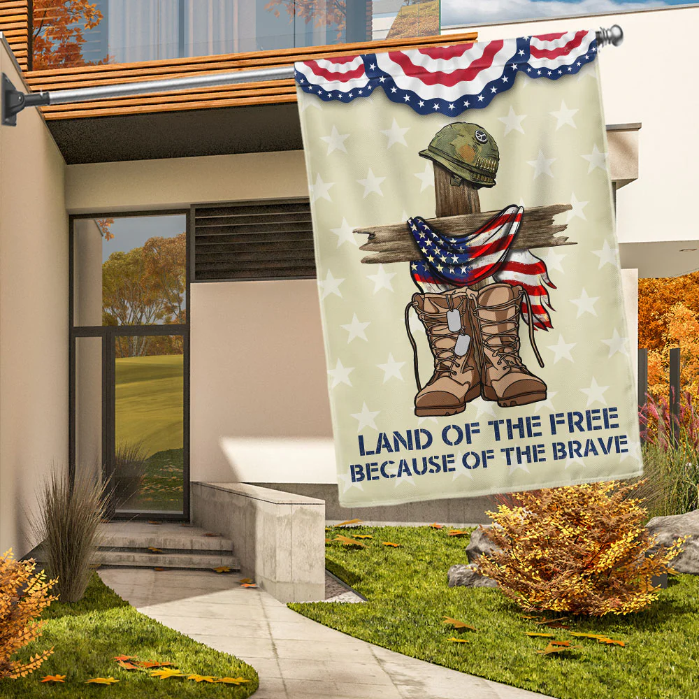 Bimipi American Flag - Veterans Day Flag Land Of The Free Because Of The Brave Flag