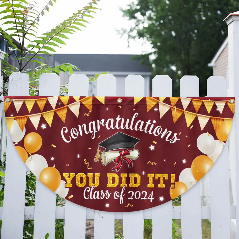 Congratulations You Did It, Happy Graduation Non-Pleated Fan Flag