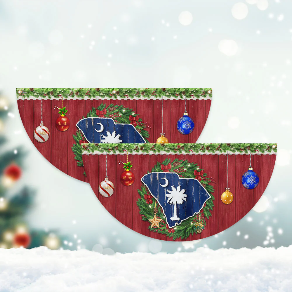 South Carolina Christmas Non-Pleated Fan Flag