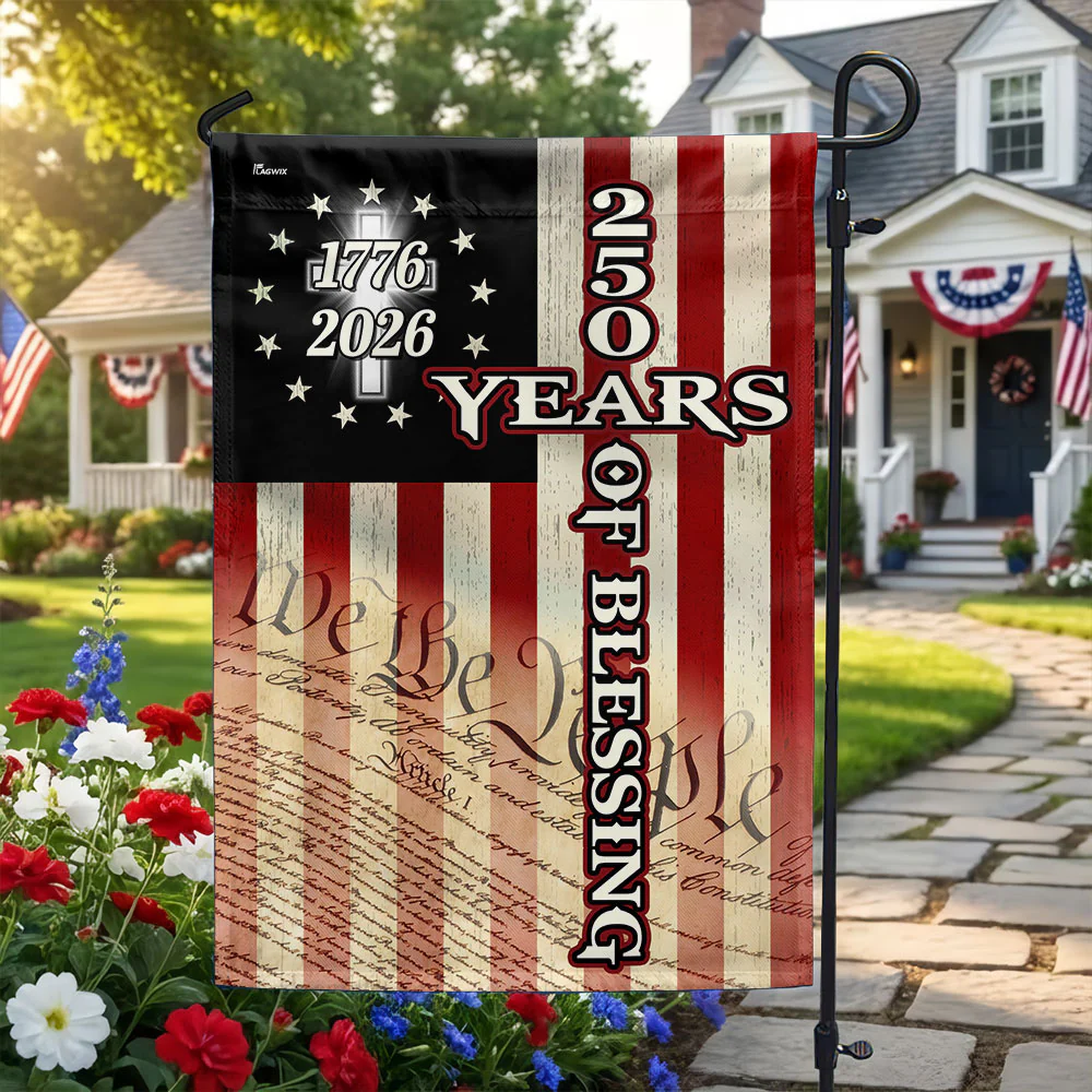 250 Years of Blessing Flag, 1776 2026 We The People Christian Cross Decor