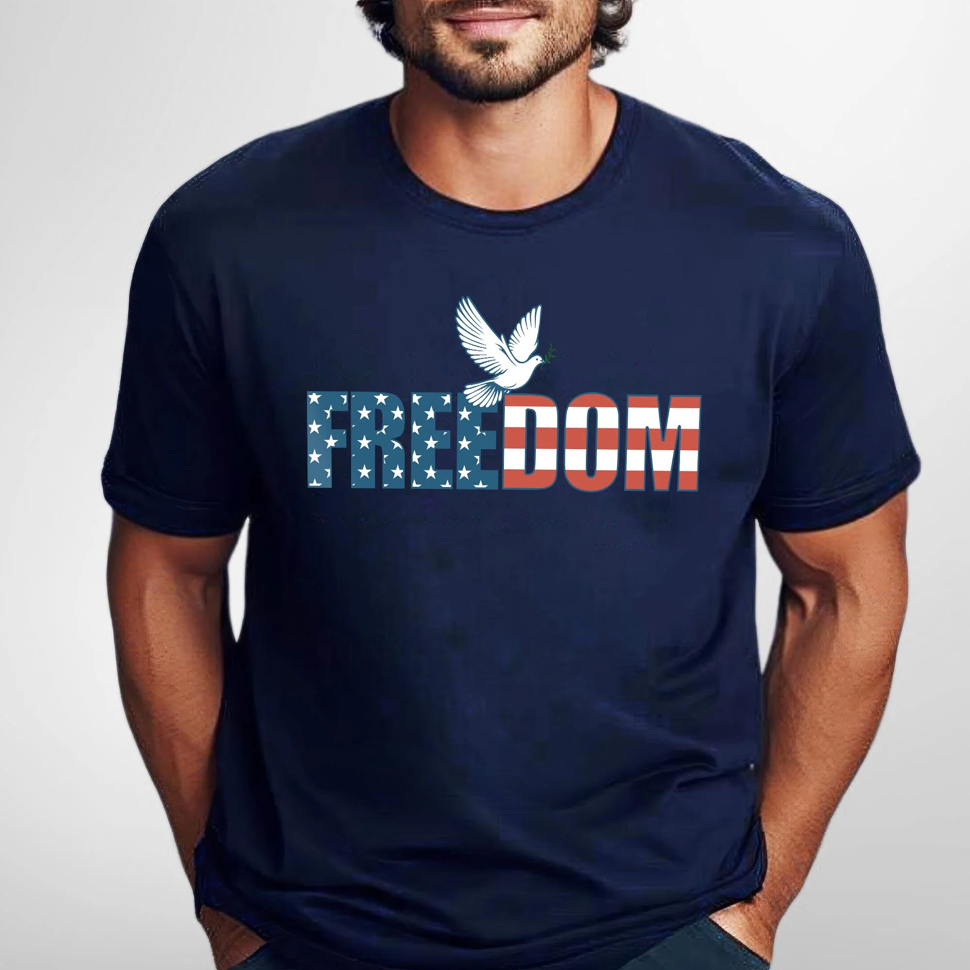 Patriotic Freedom Of Speech  T-Shirt – USA Flag Stars and Stripes Dove Shirts