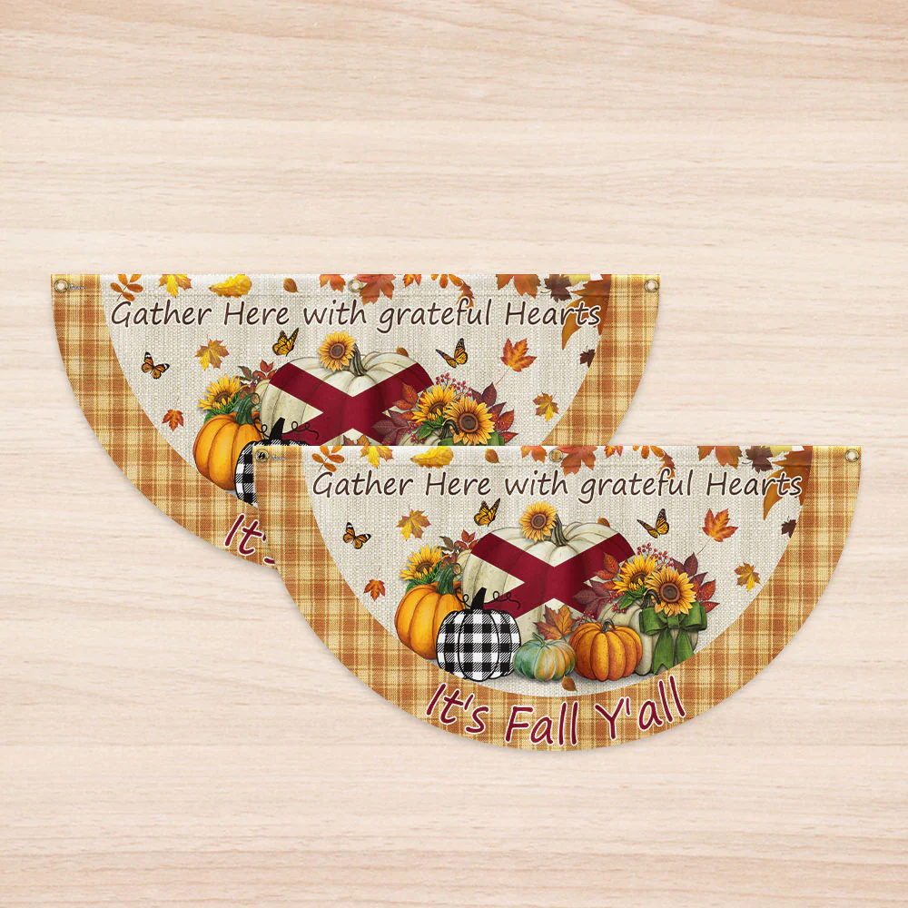 Fall Alabama Flag It's Fall Y'all Halloween Pumpkin Thanksgiving Non-Pleated Fan Flag TPT2188FLv2