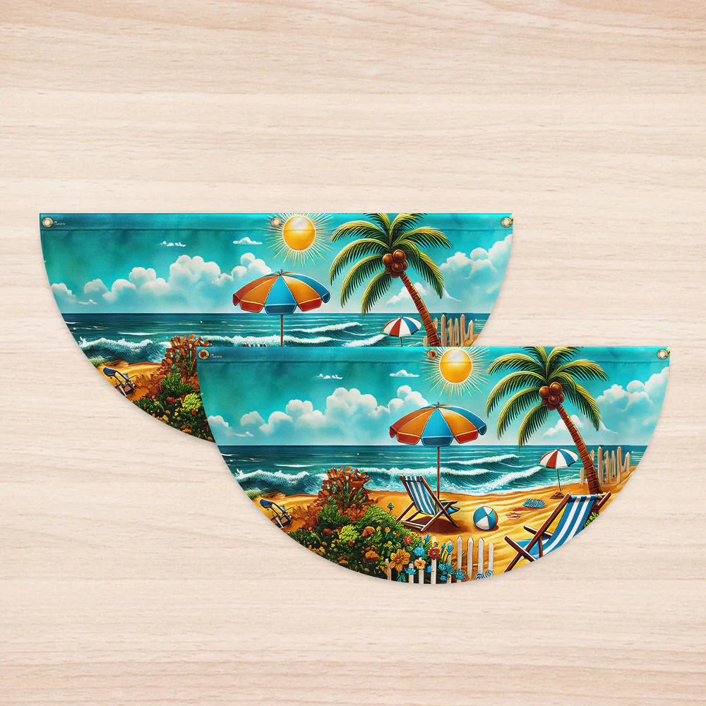 Beach Summer Life Non-Pleated Fan Flag