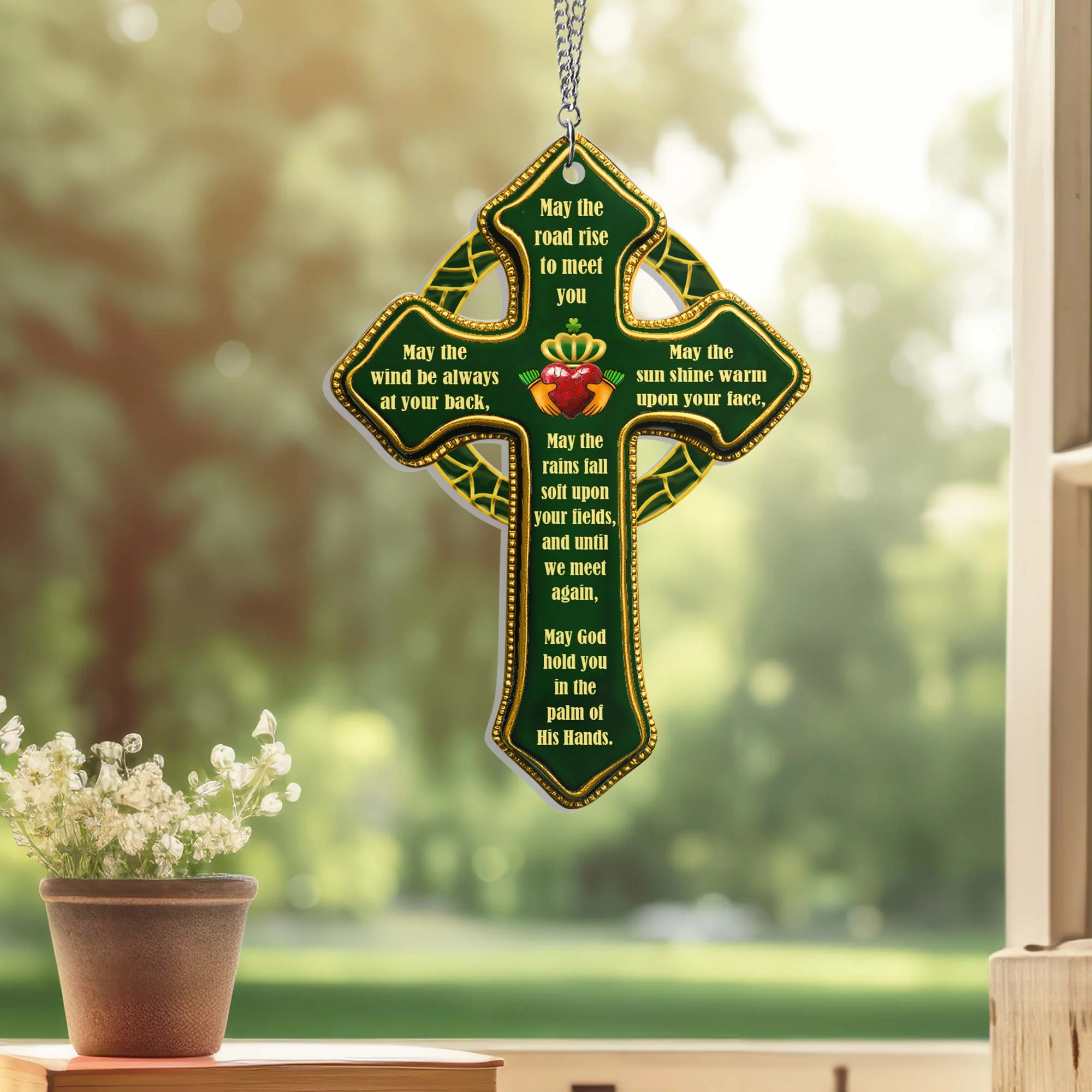 Irish Blessings Irish Celtic Cross Acrylic Suncatcher Hanging Sign