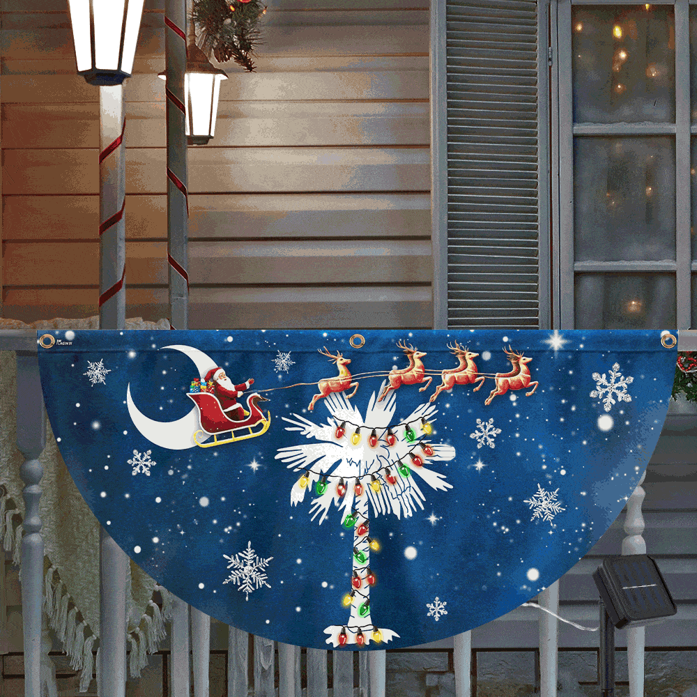 South Carolina Santa Christmas Palm Tree South Carolina Solar Led Fan Flag