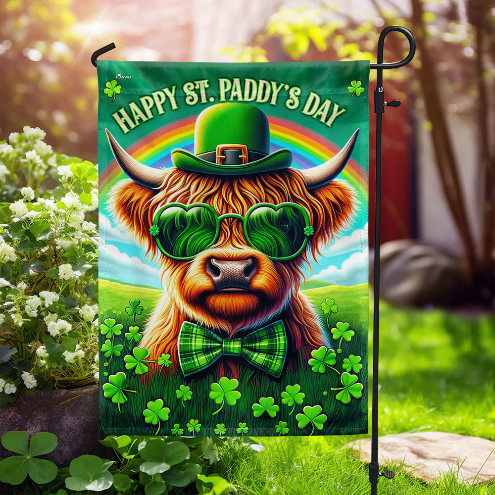 Bimipi  Highland Cow Irish St. Paddy's Day Flag