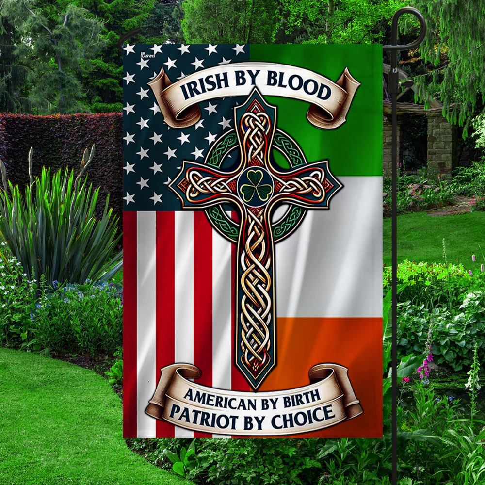 Bimipi  Irish Celtic Cross Saint Patrick's Day Flag Irish By Blood American By Birth Patriot By Choice