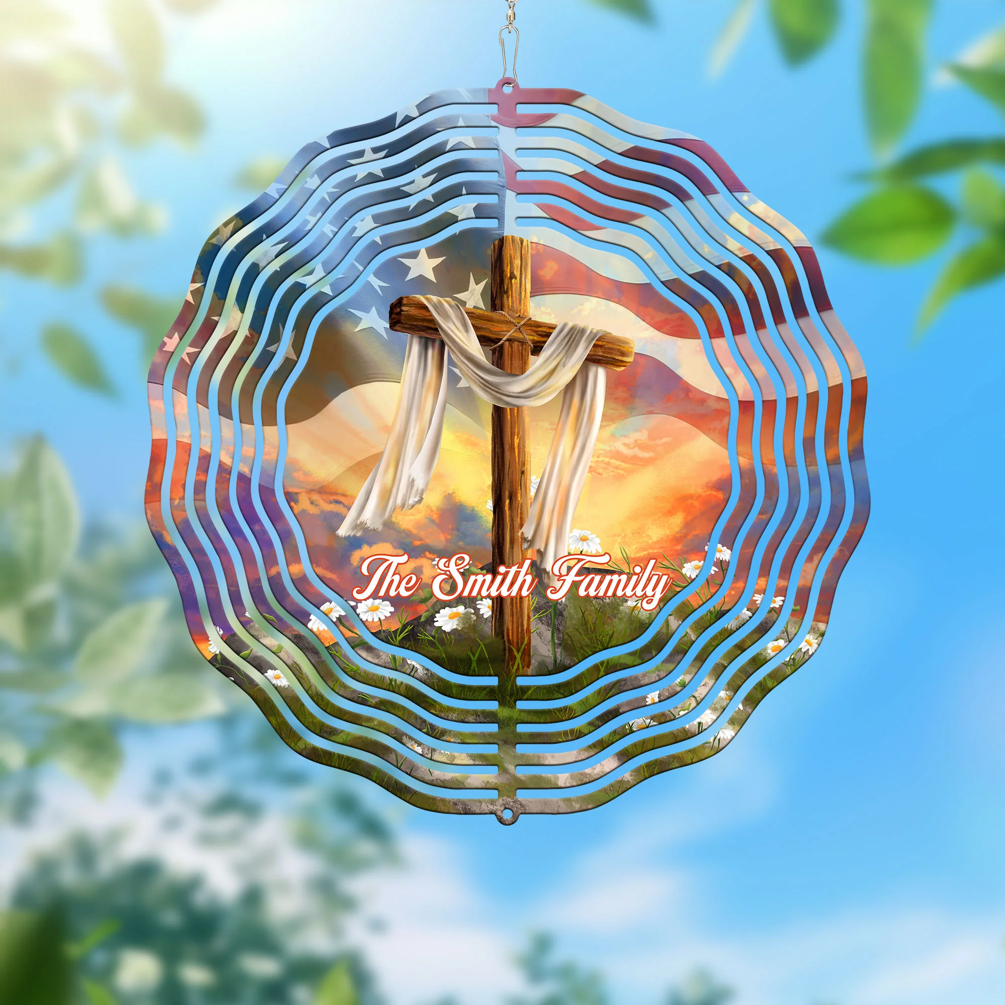 Personalized Christian Cross, Easter Day Christian Wind Spinner