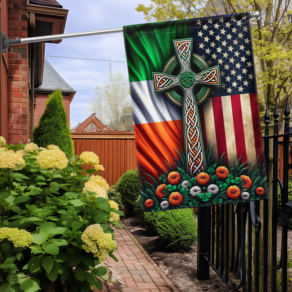 Bimipi Irish Celtic Knot Cross Ireland American Flag