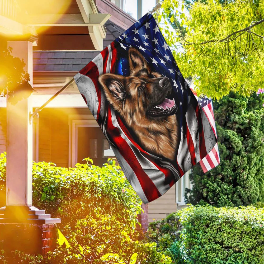 German Shepherd American Flag