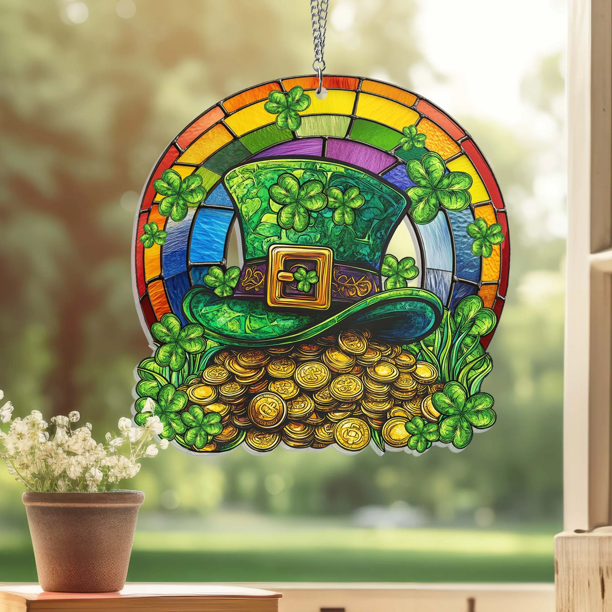 Lucky Shamrock Irish Saint Patrick's Day Acrylic Suncatcher Hanging