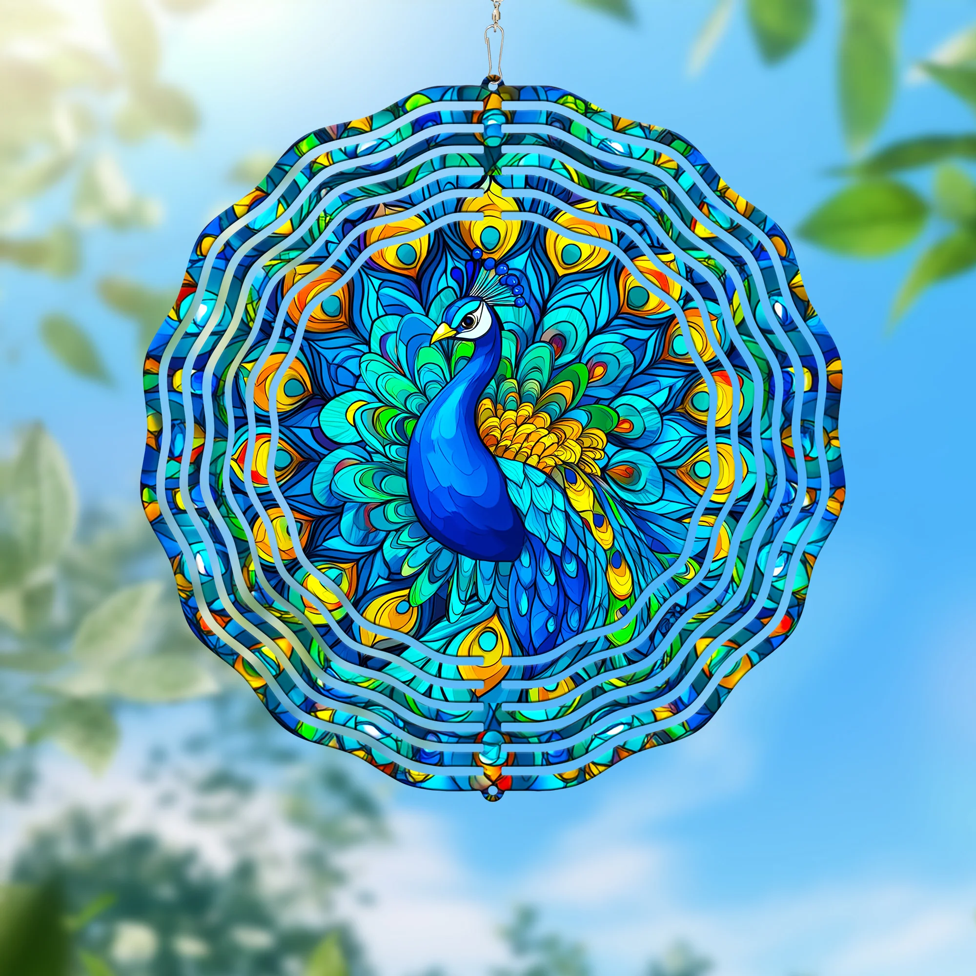 Stunning Peacock Wind Spinner