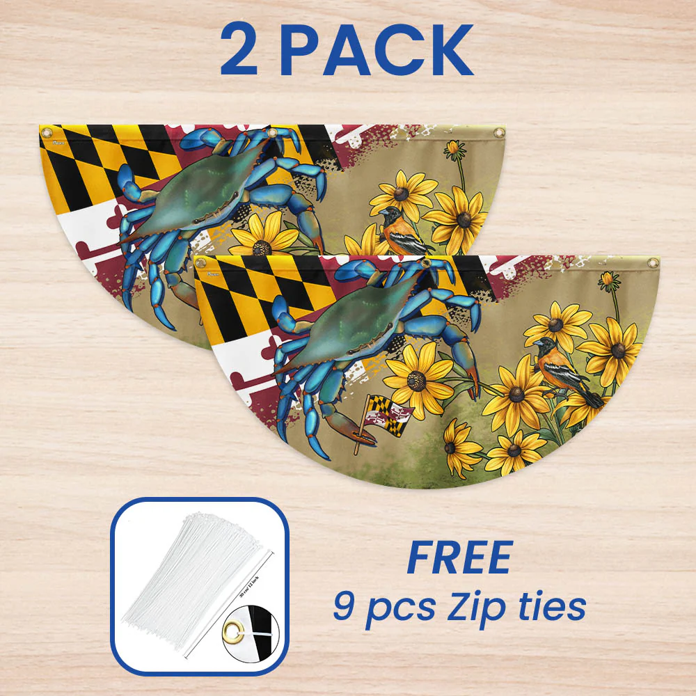 Maryland State Crab and Black-eyed Susan Flower Non-Pleated Flag