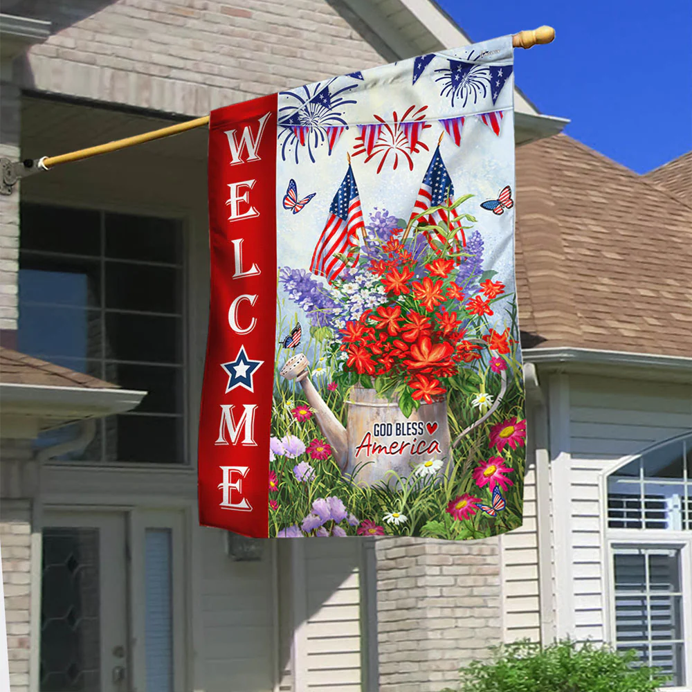 Bimipi American Flag - Happy 4th july Independence Day Patriot Flowers God Bless America Flag