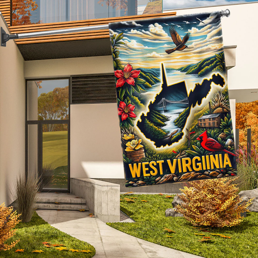 Bimipi West Virginia Map State Flag