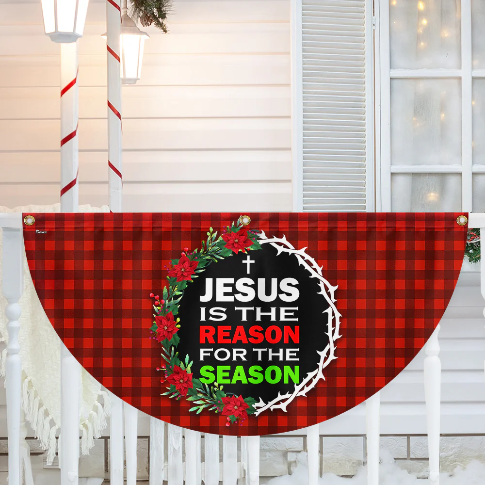 Jesus Is The Reason For The Season Christmas Non-Pleated Fan Flag