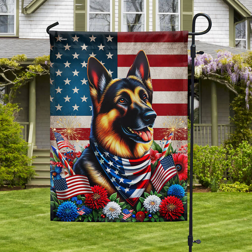 Bimipi American Flag - 4th of july American Flag With German Shepherd