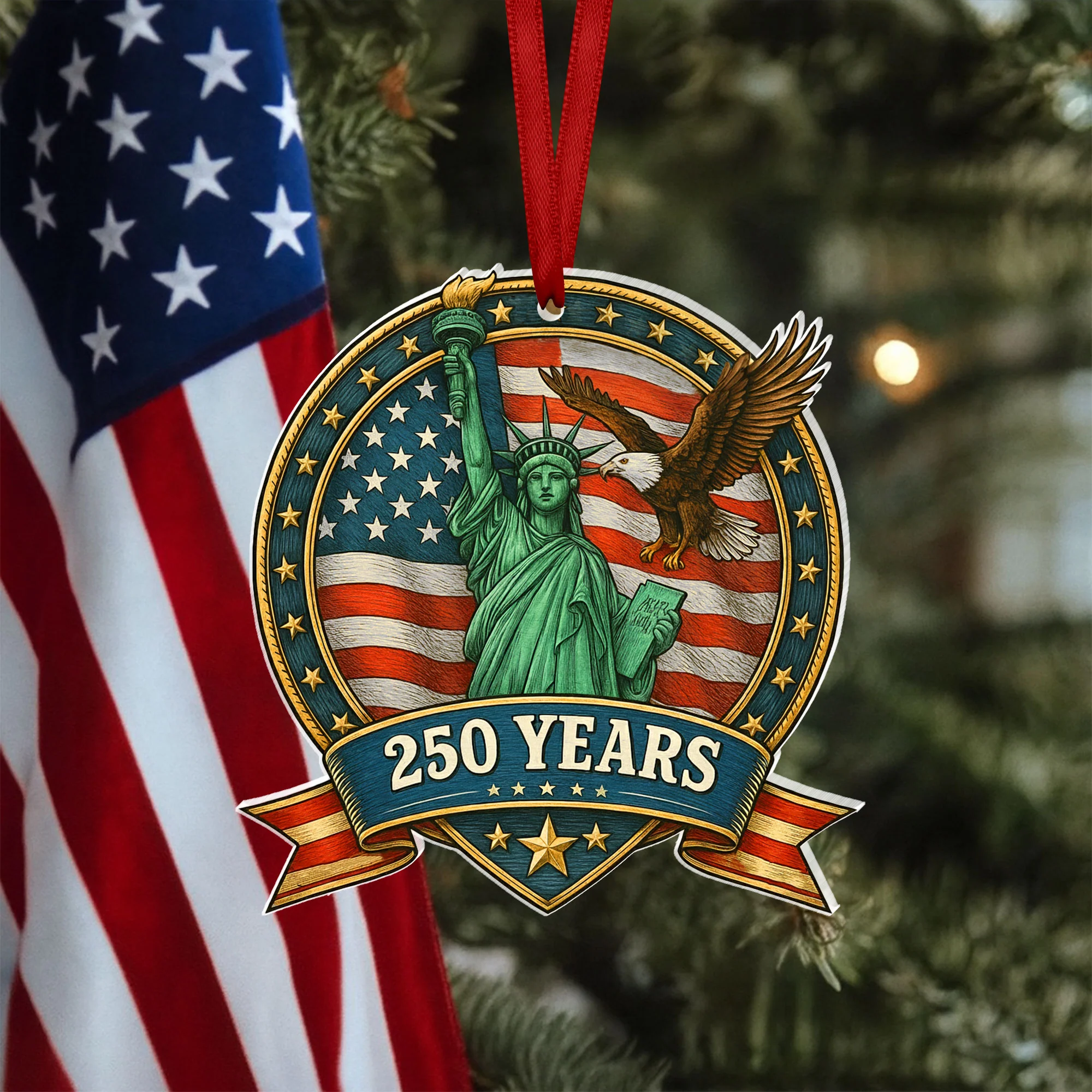 250 Years Ornament | Patriotic Liberty with Eagle Independence Day Decor