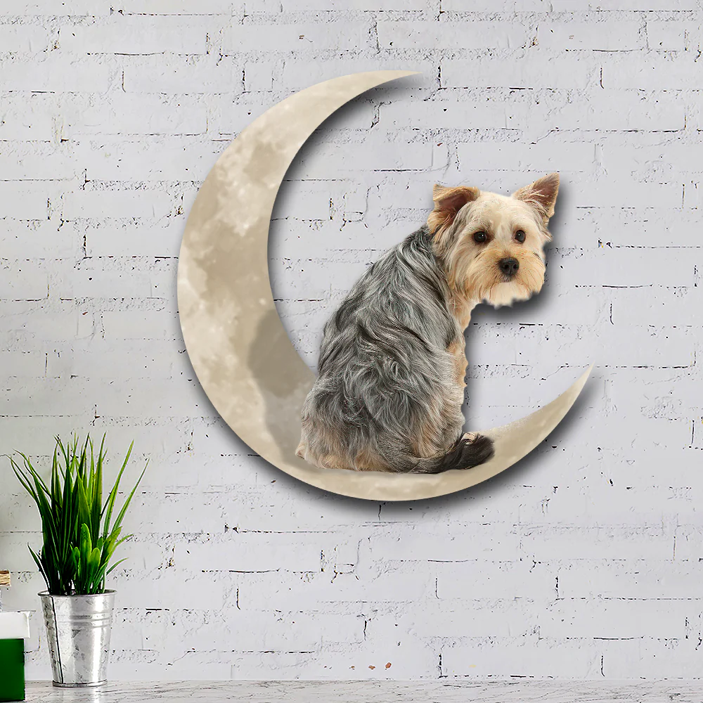 Yorkshire Terrier Yorkie Dog And Moon Hanging Metal Sign QNK879MSv12