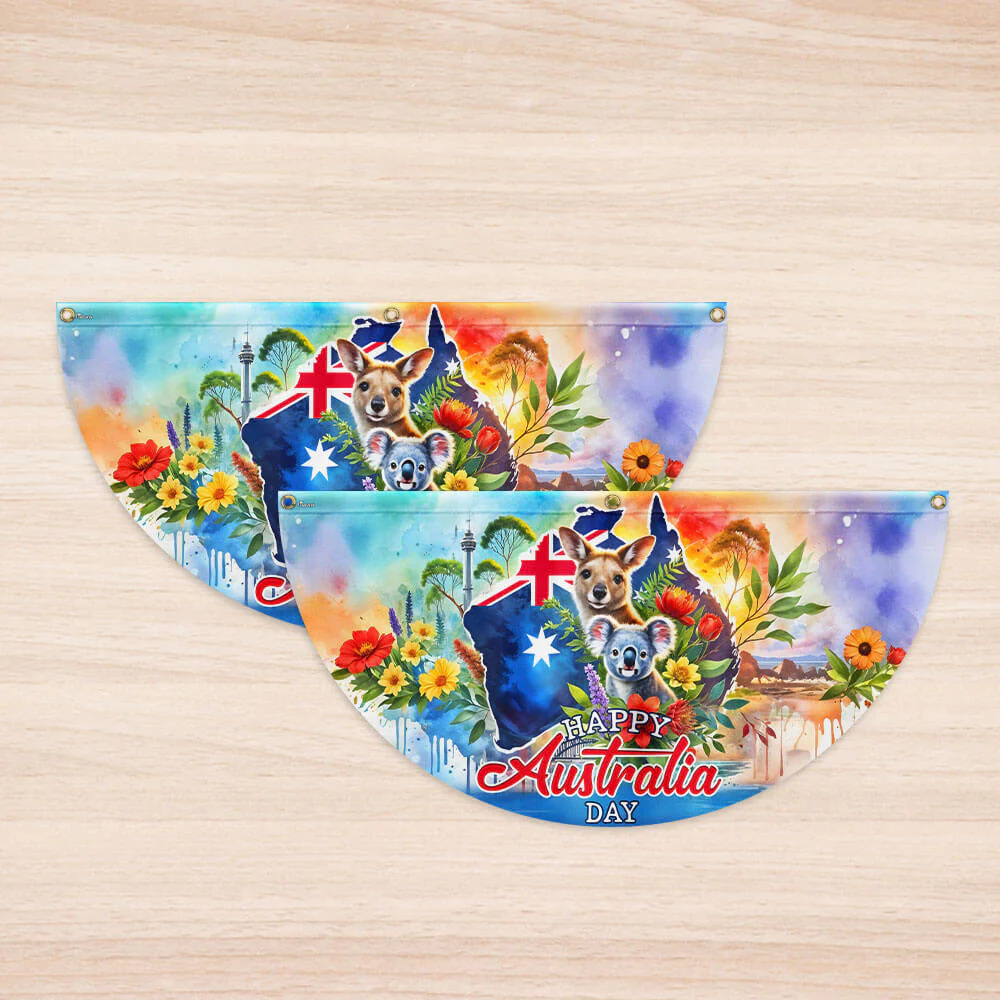 Happy Australia Day, Australia Non-Pleated Fan Flag