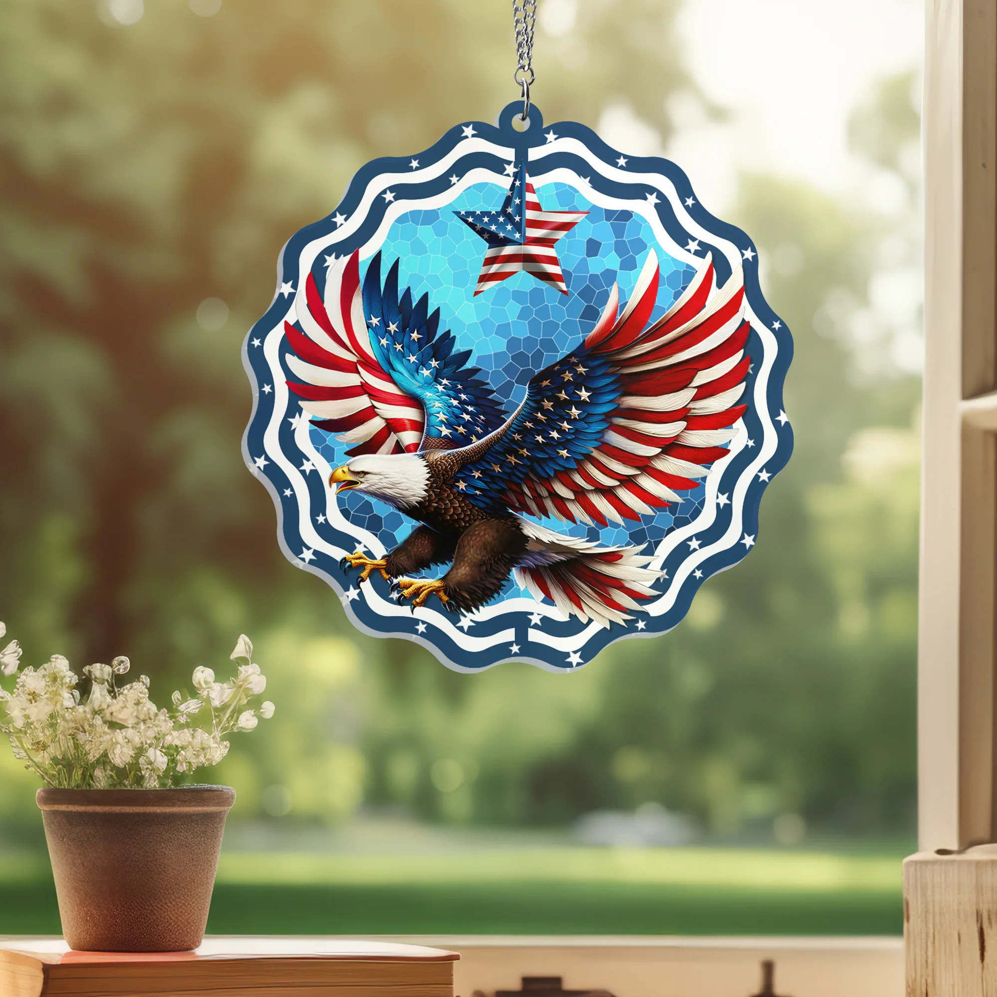 Patriotic Eagle Suncatcher Acrylic Hanging