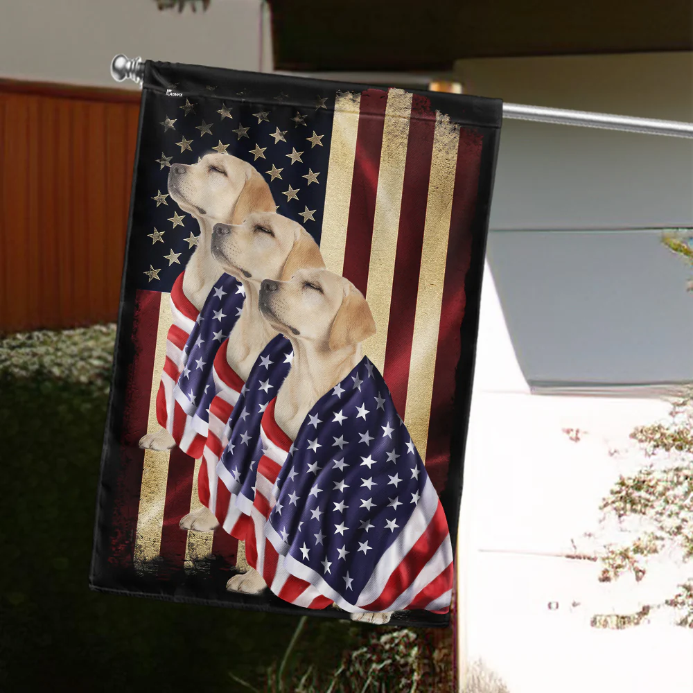 Bimipi American Flag - Patriotic Yellow Labradors American Flag