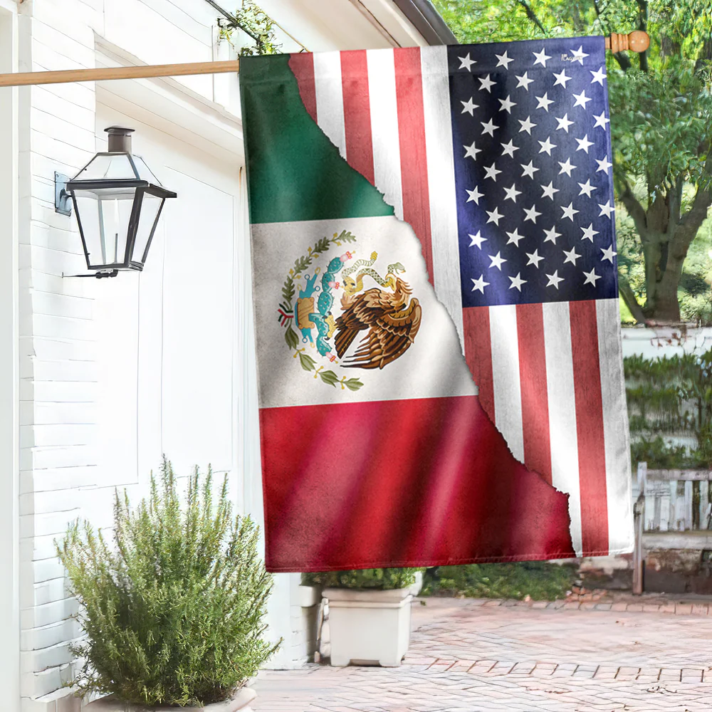 Mexican American Flag Vintage Mexican American Flag