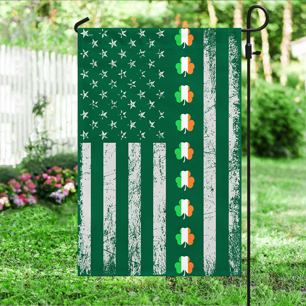 Three Clover Lucky Happy St. Patrick's Day American Flag