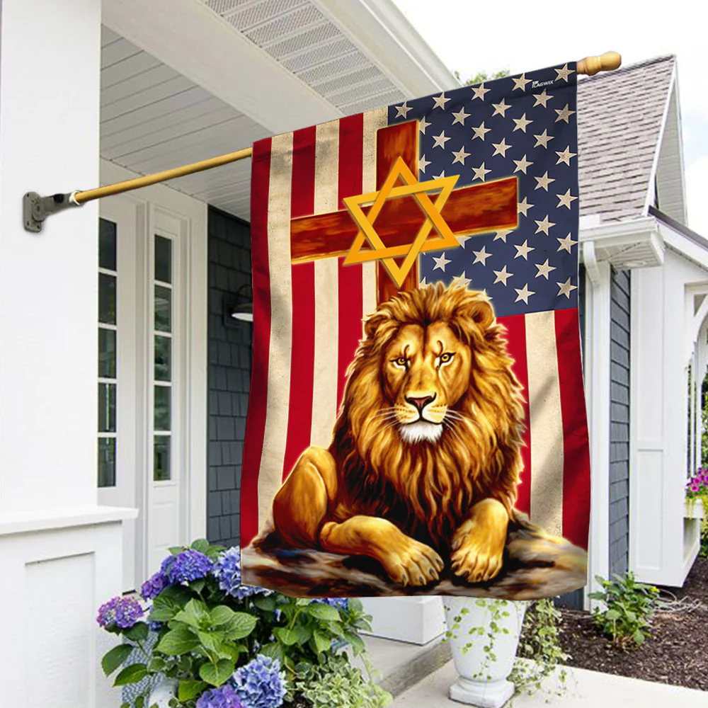 Lion Of Judah Cross Star Of David American Flag